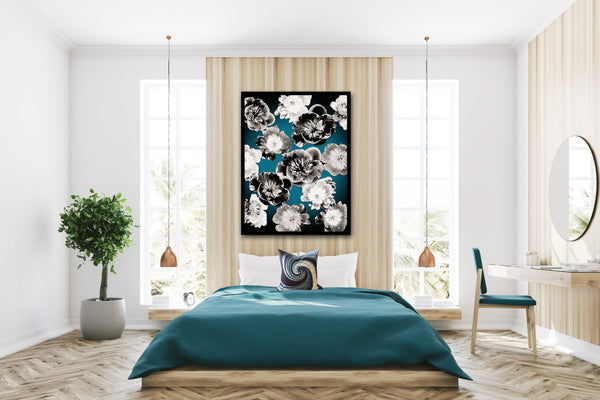 FB's Peony Photomontage REMIX Teal Vignette- Print