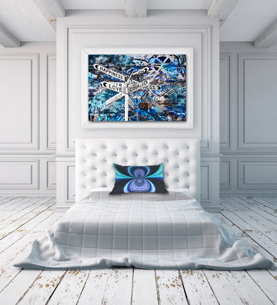 Love + Courage Blue: Framed