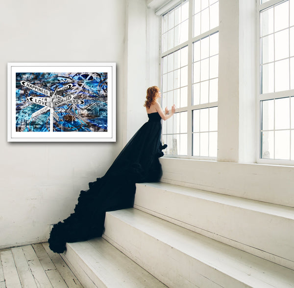 Love + Courage Blue: Framed