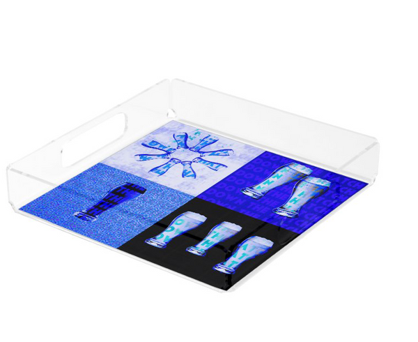 "Down the Hatch" Blue Lucite Tray