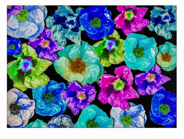 "D's Beach Roses"  Glass Cutting Board