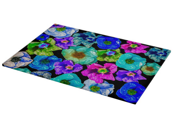 "D's Beach Roses"  Glass Cutting Board
