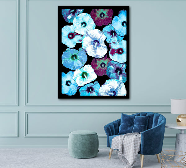 FB's Hibiscus Photomontage Turquoise- 36 x 48 Print