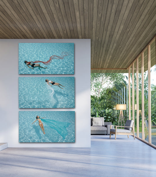 Weightless Triptych | Crimson - Pearl - Lagoon