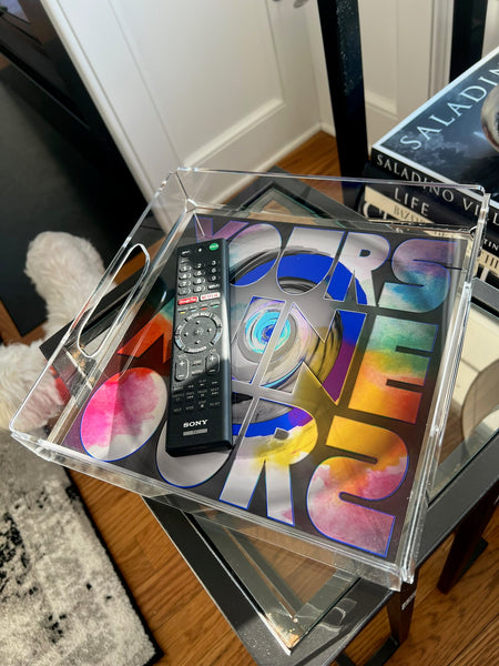 "Yours Mine Ours" Lucite Tray