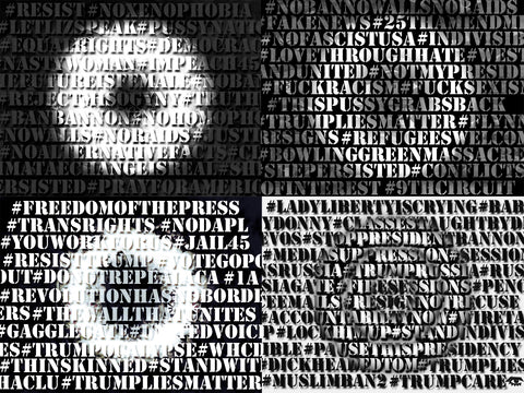 Hashtag Nation Quadriptych B + W