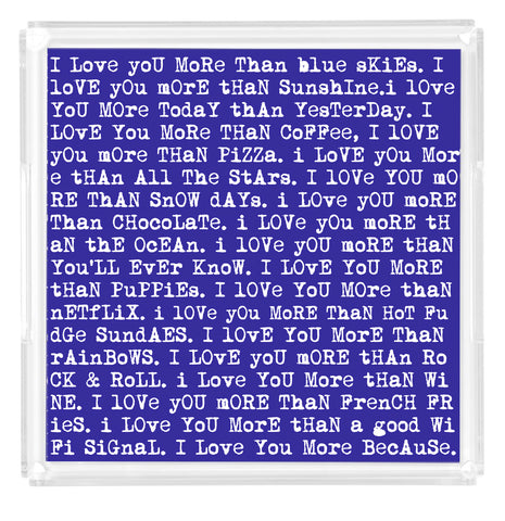 "Love Letters" Blue Lucite Tray