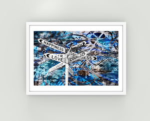 Love + Courage Blue: Framed