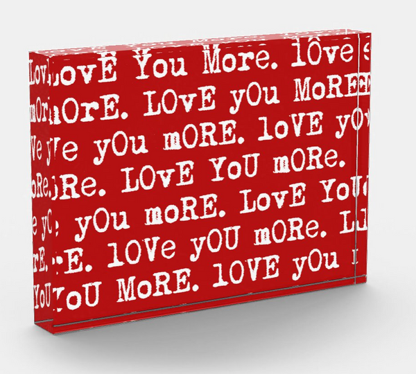 "Love You More" Red Photo Block